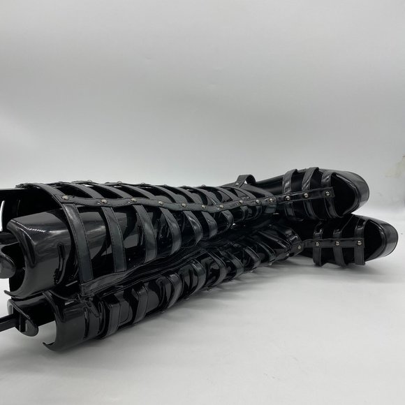 FSJ Black Knee High Gladiator Sandals Platform - Picture 2 of 9